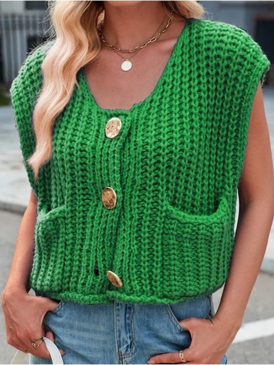 Tops - Women's Sleeveless Knitted Vest -Size L